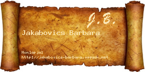 Jakabovics Barbara névjegykártya
